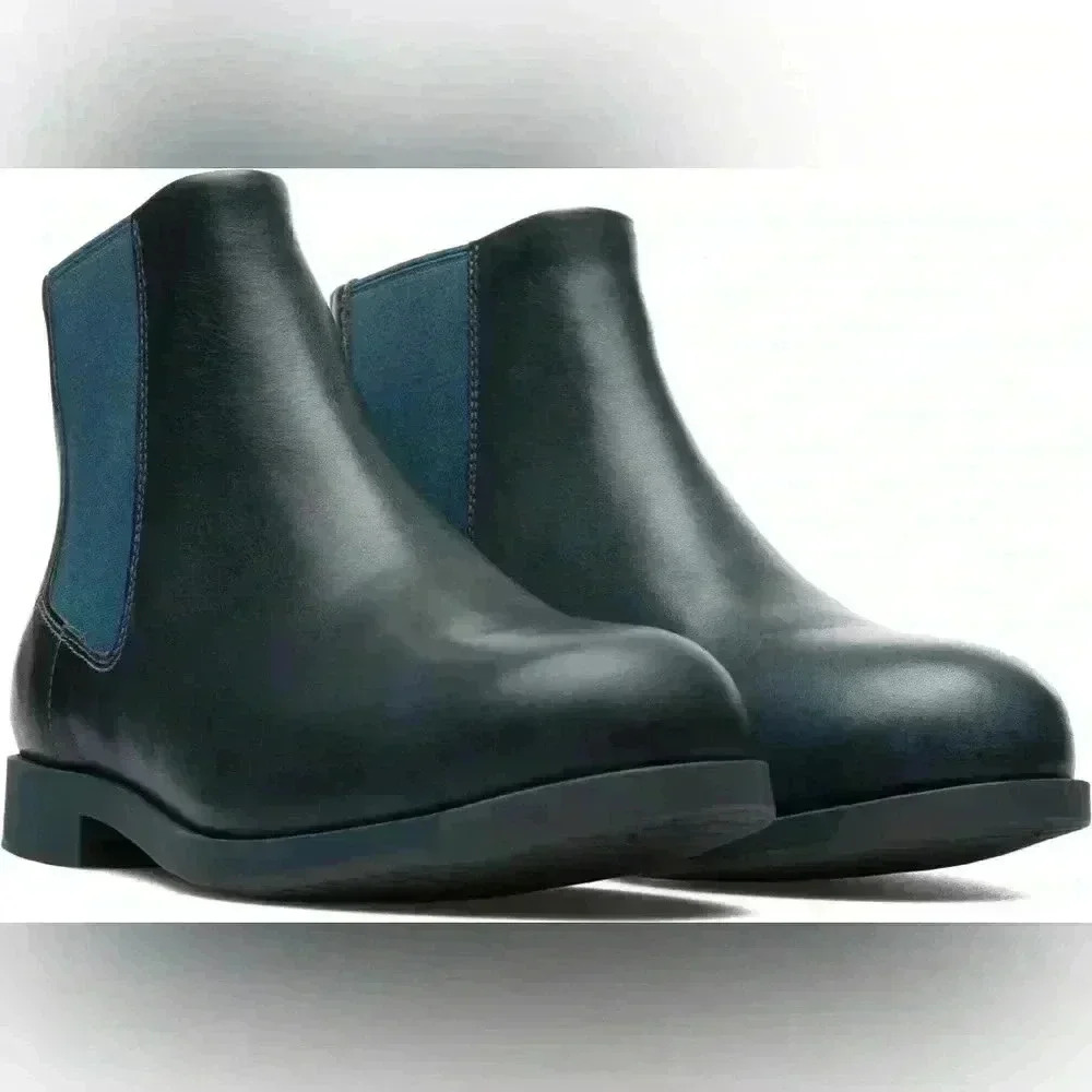 Camper Bowie Navy Teal Chelsea Ankle Boots Leather EU 40 US 9